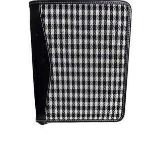 Houndstooth & Faux Leather Zippered Notebook Portfolio Organizer